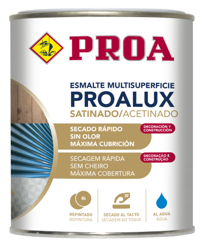 Esmalte al agua multiadherente. Satinado. PROALUX. blanco